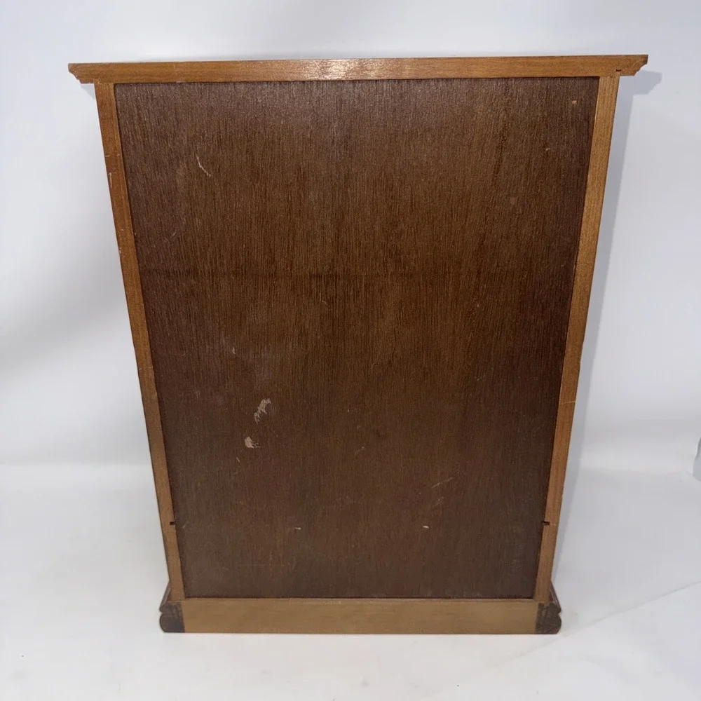 Vintage Wood 2 Door Jewelry Box Armoire Style Cabinet w Mirror Drawer Scuffs